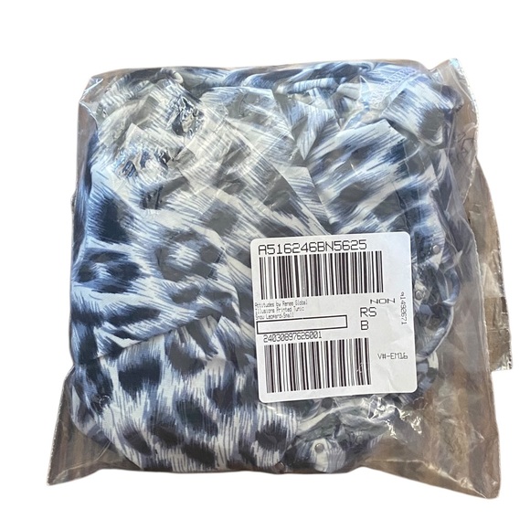 QVC Attitudes by Renee Global Illusions Printed Tunic Snow Leopard Small NIP - Picture 2 of 6